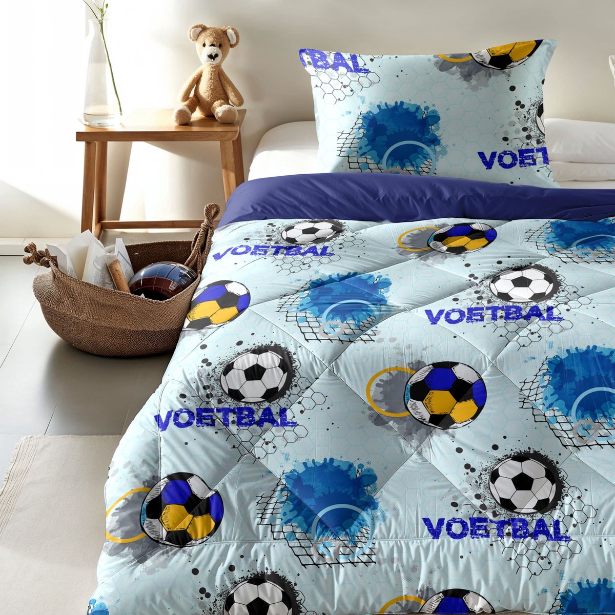 Zelesta Comfort Kids Soccer Dream 140x200 - Kinderdekbedovertrek - 30 dagen proefslapen - Wasbaar hoesloos kinderdekbed - Bedrukt kinderdekbed - All Year Winterdekbed & Zomerdekbed