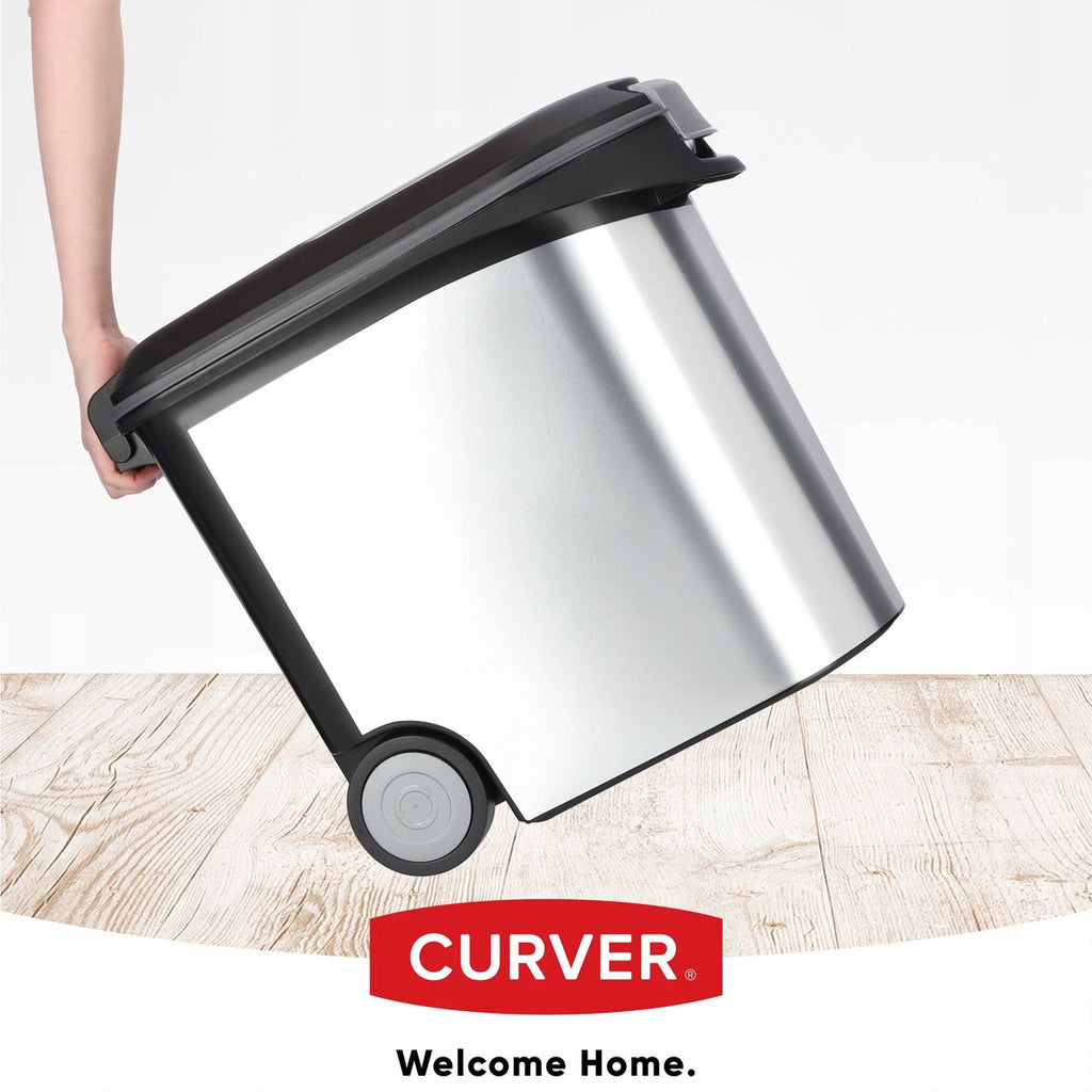 Curver Pet Food Container Dog or Cat - 35L - 12KG - 28x49x42.5cm - Metallic