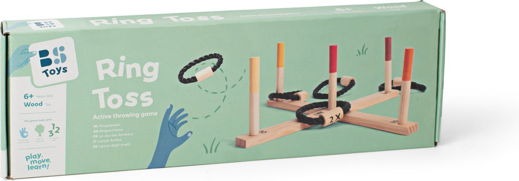 BS Toys Ring Toss Game - Outdoor Toy for Ages 6 and up - Ring Throwing - Children's Throwing Game - 5 Rings - 50x50x10 cm - Ring Toss - Wooden Throwing Game - Games for Children - Outdoor Toys - Outdoor Game - Outdoor Games - Garden Toys - Gift for Child
