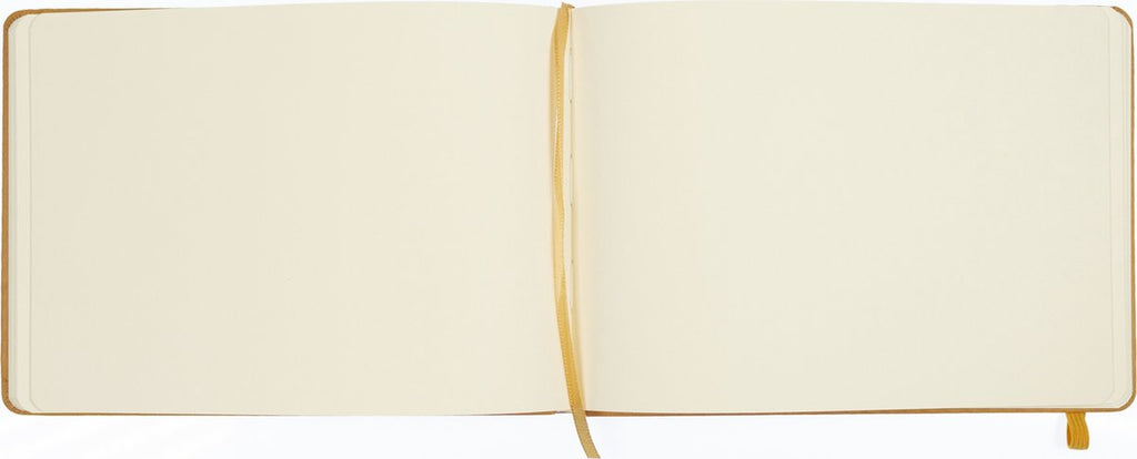 Kangaro schetsboek - A5 landscape - okergeel - PU hardcover - met elastiek en lint