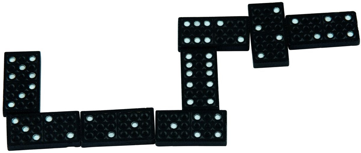 Eddy Toys Domino Hout 28 Stuks - Domino Wood Spel - Houten Dominostenen 3,7x1,7 cm - Klassiek Gezelschapsspel voor Kinderen en Volwassenen - Zwart