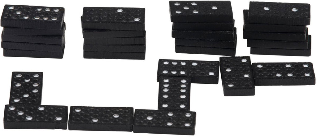 Eddy Toys Domino Hout 28 Stuks - Domino Wood Spel - Houten Dominostenen 3,7x1,7 cm - Klassiek Gezelschapsspel voor Kinderen en Volwassenen - Zwart