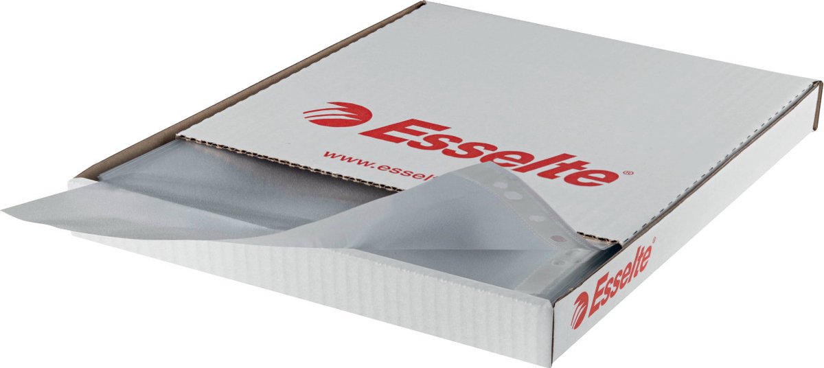 Esselte Showtas A4 - 30% Gerecycled Plastic - 100 stuks - Transparant - Voor Thuiswerken - Ideaal Voor Thuiskantoor
