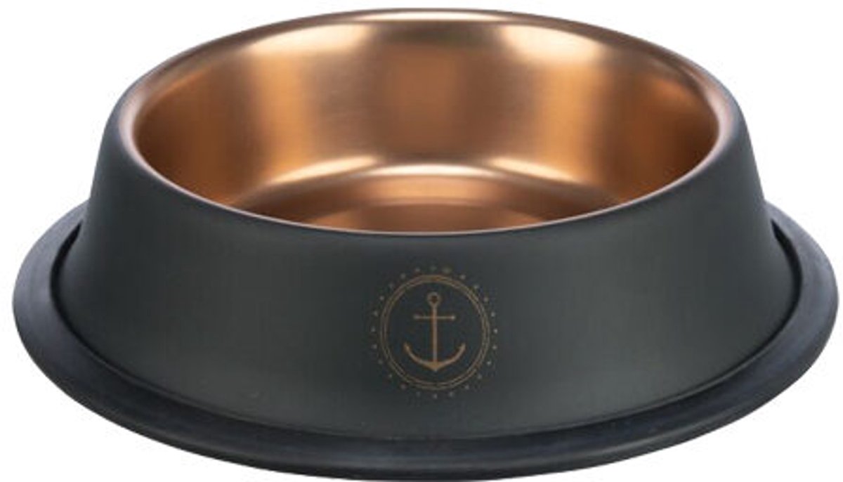 Trixie Be Nordic - Voer- en Waterbak - RVS/Rubber - Zwart/Brons - 23 cm - 900 ML