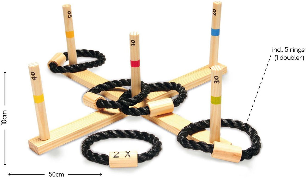BS Toys Ring Toss Game - Outdoor Toy for Ages 6 and up - Ring Throwing - Children's Throwing Game - 5 Rings - 50x50x10 cm - Ring Toss - Wooden Throwing Game - Games for Children - Outdoor Toys - Outdoor Game - Outdoor Games - Garden Toys - Gift for Child