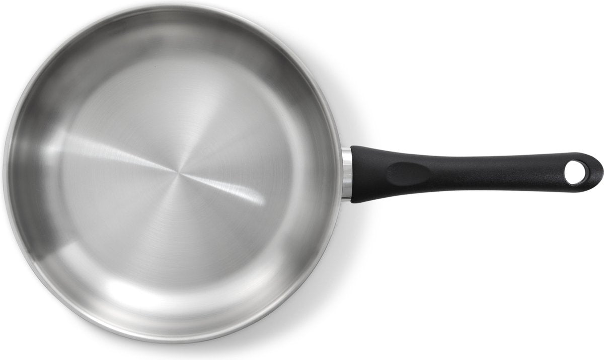 BK Bold Koekenpan 24cm - Zonder PFAS-vrije antikleeflaag - Koekenpan inductie - RVS bakpan - Koudgrepen - Ovenbestendig tot 160°C – Koudgrepen - Zonder deksel – Zilver