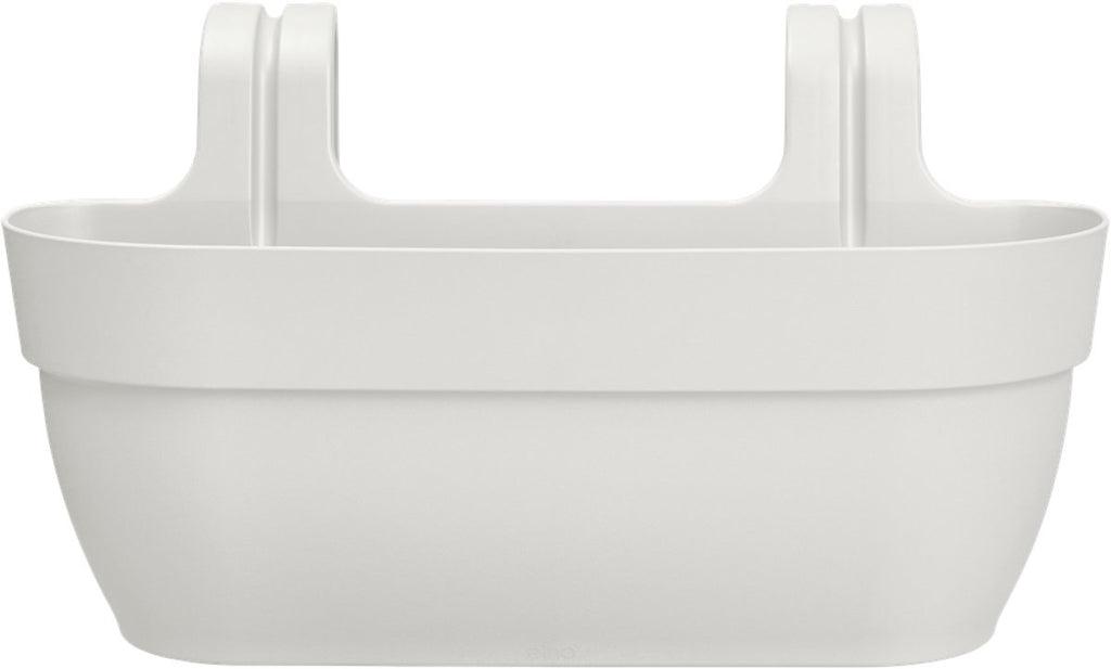 Elho Vibia Campana Easy Hanger L 46 - Balcony Planter with Hanging Hooks - 100% Recycled Plastic - Ø 46.0 x H 26.5 cm - Silk White