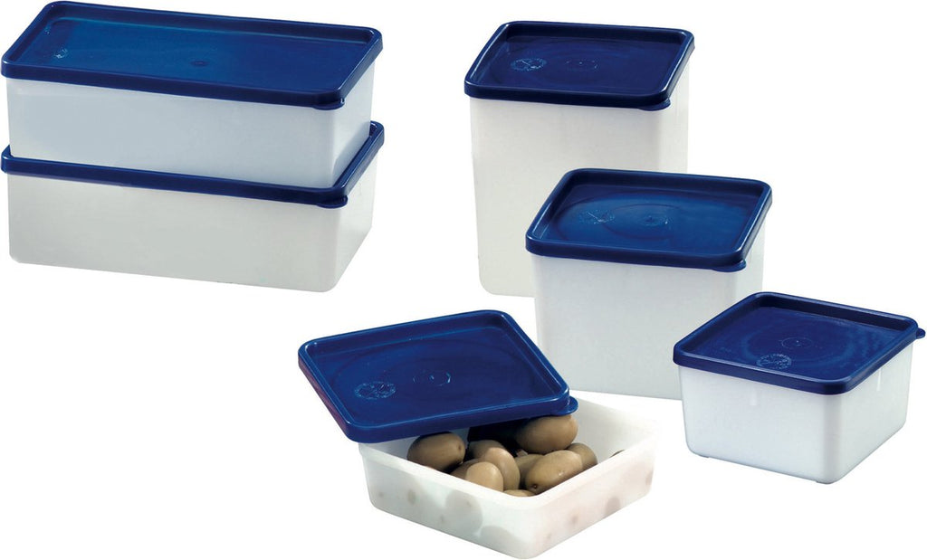 Westmark 3 food storage/freezer containers, includes lids, capacity: 1.25 l each, stackable, plastic, trio, color: transparent/blue, 25332270