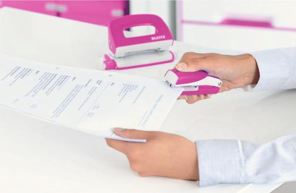 Leitz WOW Mini Stapler - 10 Sheet Capacity - Includes Staples - For Office and Home Use - Ideal for Home Office - Pink