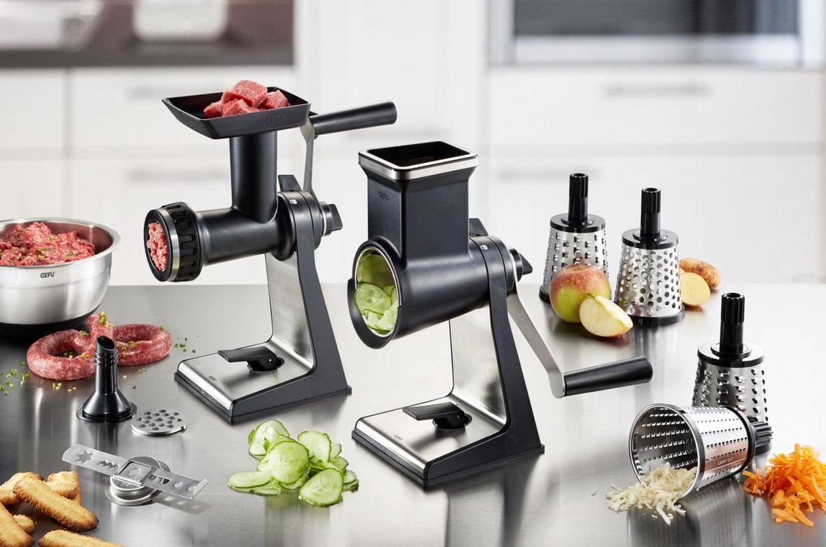 GEFU TRANSFORMA Drum Grater – With 3 LASER CUT Drums – Stainless Steel – For Vegetables, Cheese, Nuts, and Chocolate