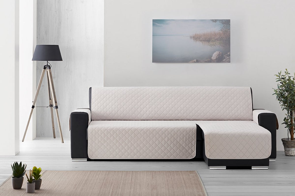 Duo Quilt Chaise Longue Left - Sofa Protector - 200cm wide - Blue - Oeko-Tex certified