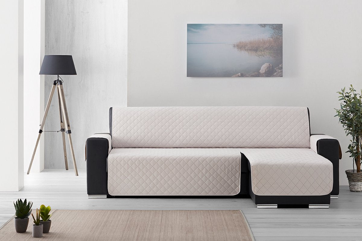 Duo Quilt Chaise Longue Left - Sofa Protector - 200cm wide - Blue - Oeko-Tex certified