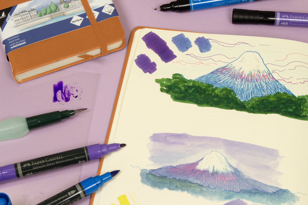 Kangaro schetsboek - A5 landscape - okergeel - PU hardcover - met elastiek en lint