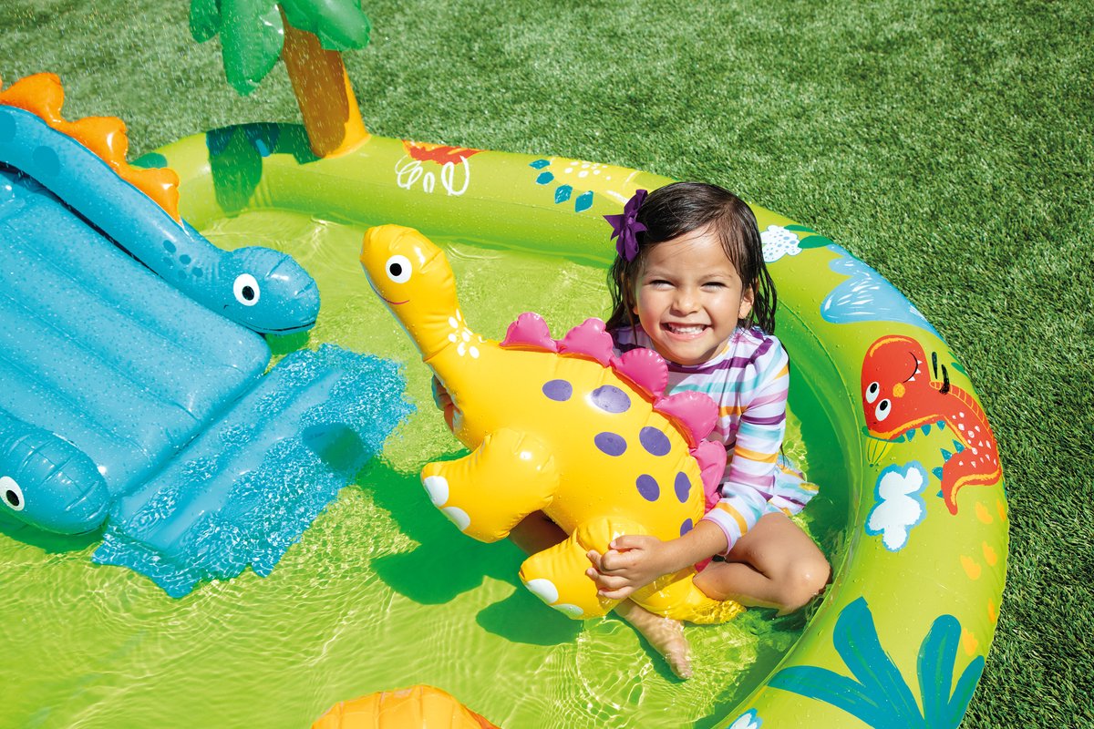 Intex Little Dino Opblaaszwembad met glijbaan - 191 x 152 x 58 cm
