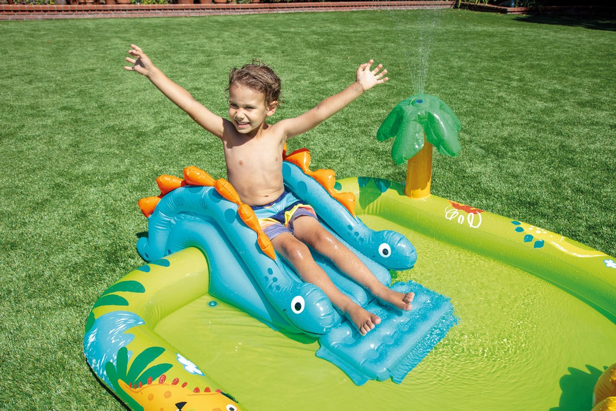 Intex Little Dino Opblaaszwembad met glijbaan - 191 x 152 x 58 cm