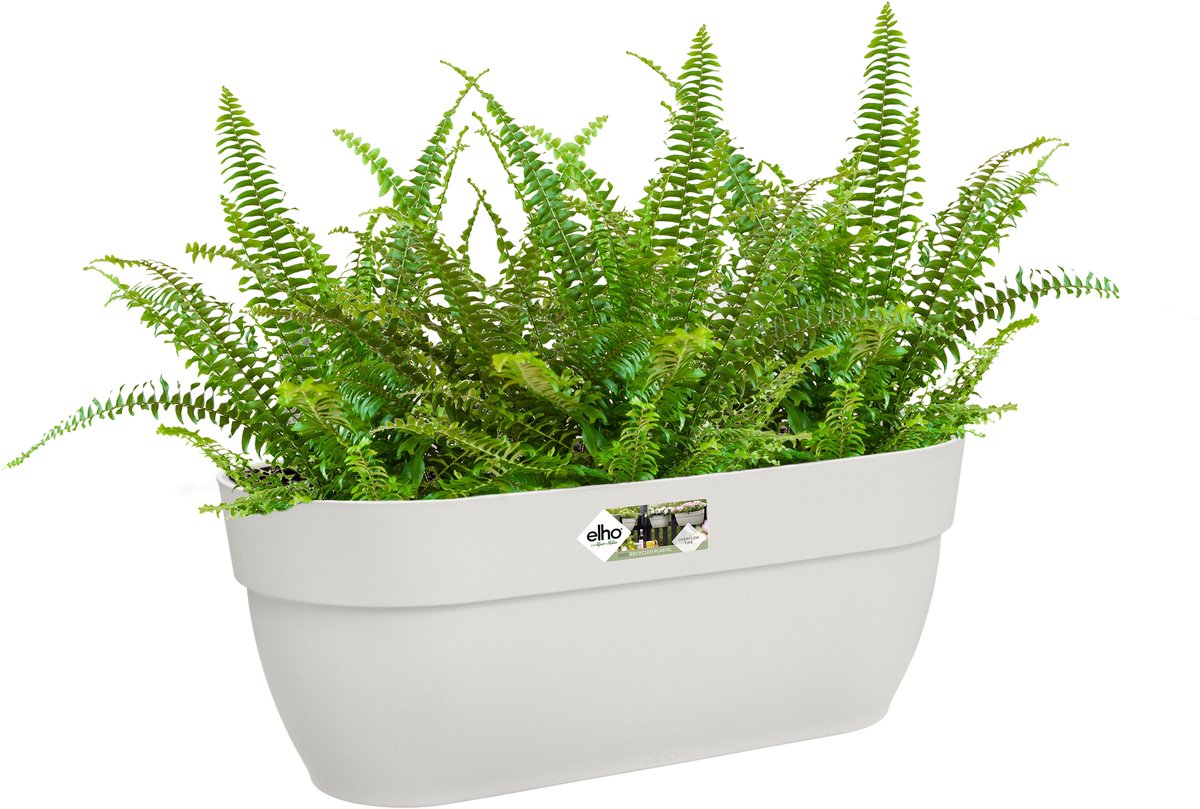 Elho Vibia Campana Easy Hanger L 46 - Balkonbak met Ophanghaken - 100% Gerecycled Plastic - Ø 46.0 x H 26.5 cm - Zijdewit
