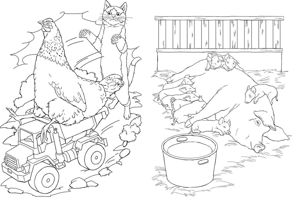 Tactic Selecta Boerderijdieren Kleurboek - 48 Pagina's - Kleurboek voor Kinderen - Boerderij - Vanaf 2 Jaar