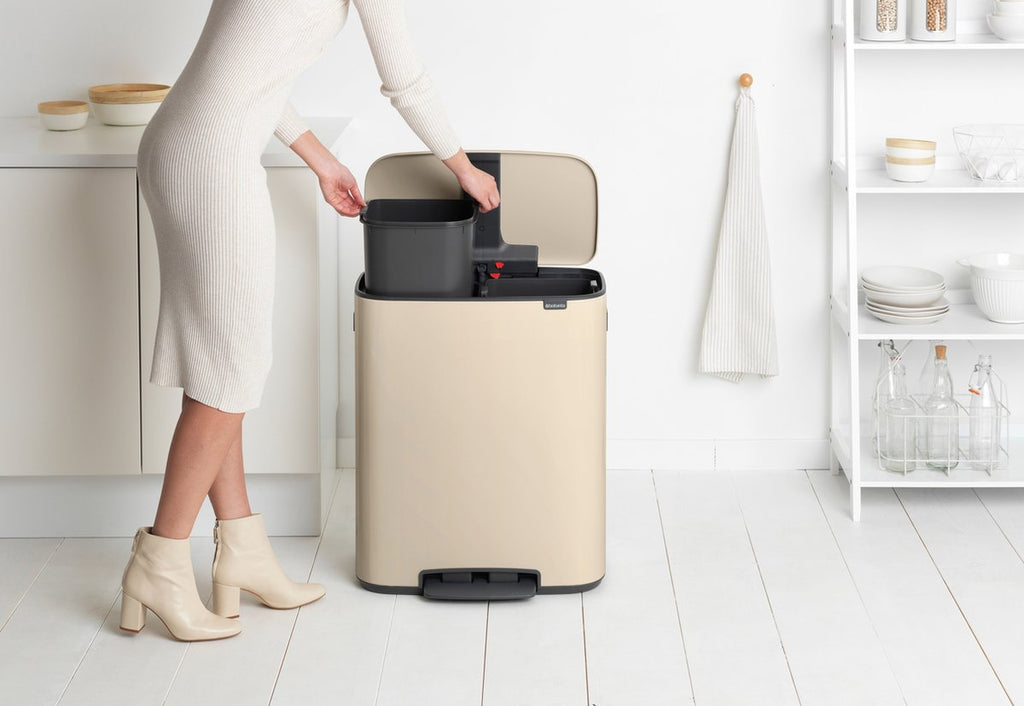 Brabantia Bo Prullenbak - 2 x 30 liter - Afvalscheiding - Soft Beige