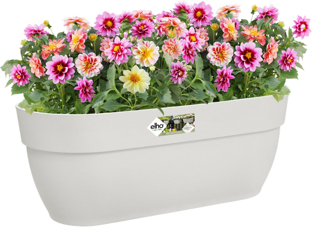 Elho Vibia Campana Easy Hanger L 46 - Balcony Planter with Hanging Hooks - 100% Recycled Plastic - Ø 46.0 x H 26.5 cm - Silk White