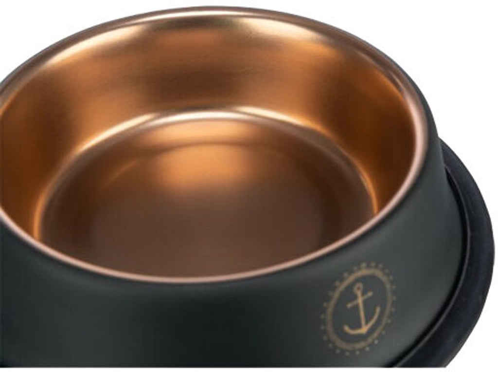 Trixie Be Nordic - Food and Water Bowl - Stainless Steel/Rubber - Black/Bronze - 23 cm - 900 ML