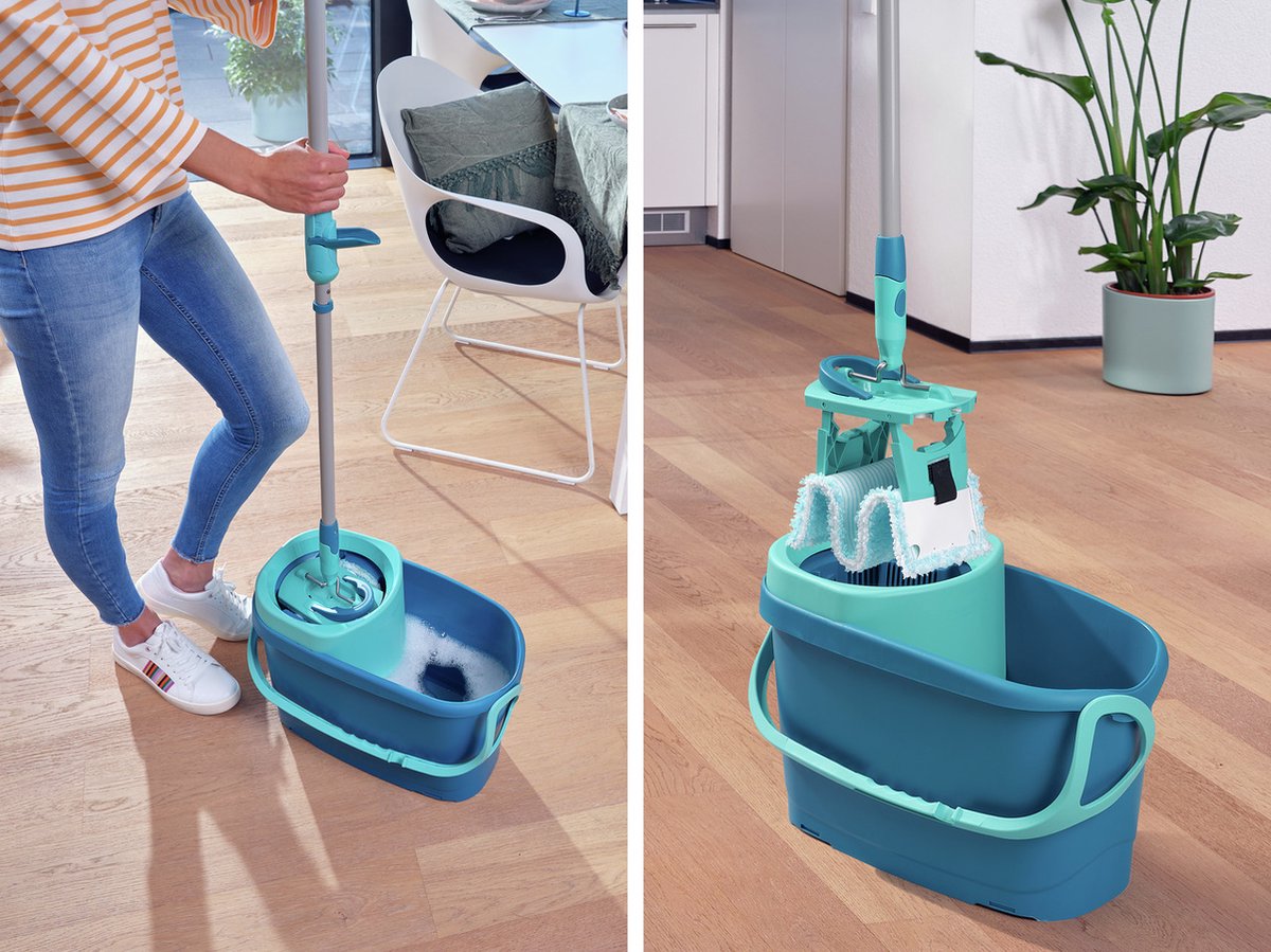 Balai à franges Leifheit Clean Twist M Ergo mobile - ensemble de nettoyage système complet avec roulettes - 33 cm - 6 litres – Retour, comme neuf