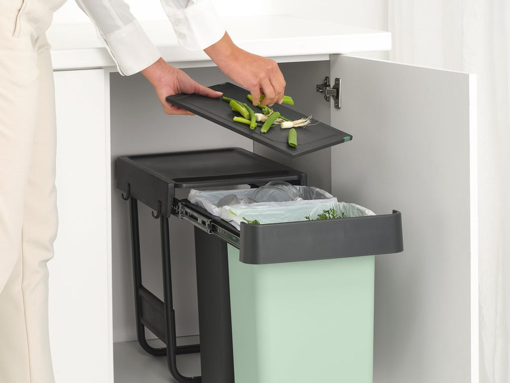 Brabantia Sort & Go Inbouw Prullenbak - 2 x 15 liter - Jade Green en Dark Grey