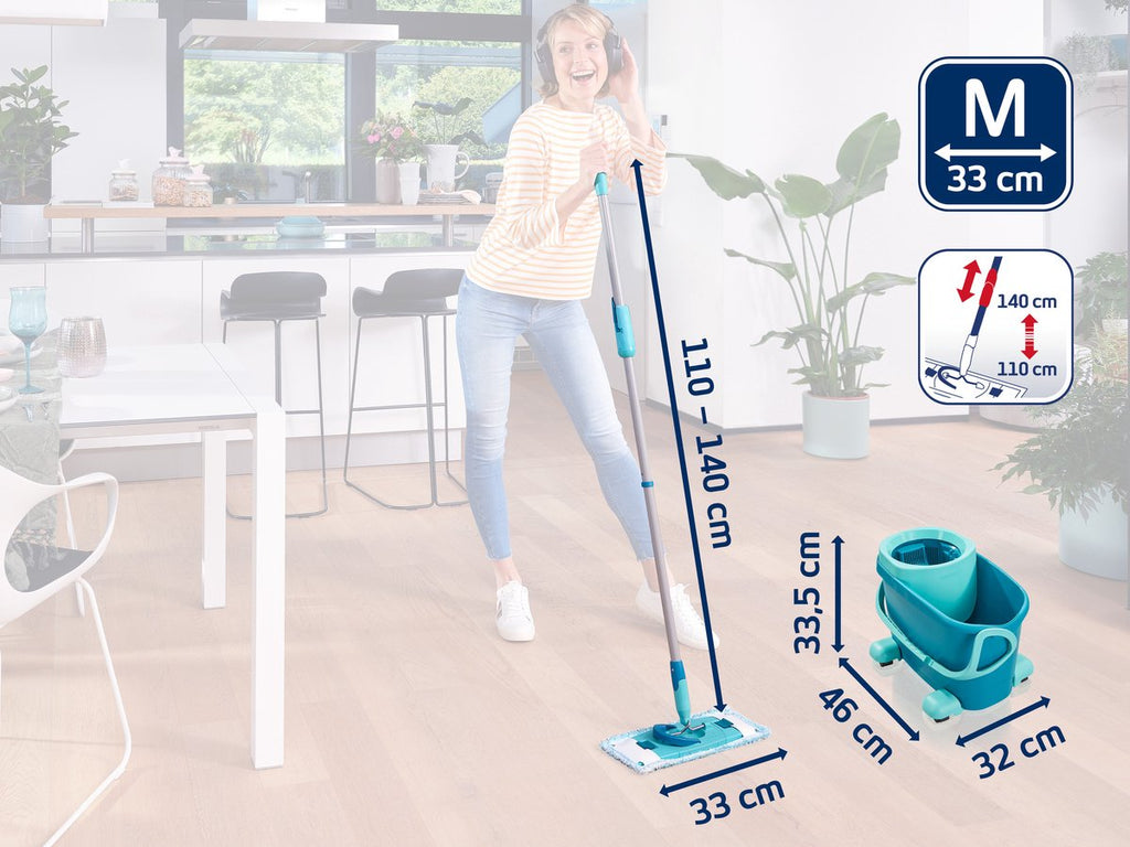 Balai à franges Leifheit Clean Twist M Ergo mobile - ensemble de nettoyage système complet avec roulettes - 33 cm - 6 litres – Retour, comme neuf