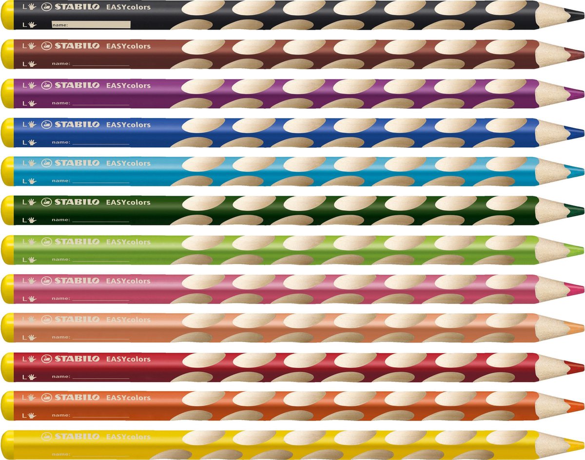 STABILO EASYcolors - Ergonomische Kleurpotloden - Linkshandig - Extra Dikke 4.2 mm Kern - Set Met 12 Kleuren