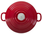 BK Bourgogne Cocotte en fonte 28cm/6,7l - cocotte induction - cocotte en fonte - va au four jusqu'à 230 degrés - couvercle avec anneaux d'arrosage - intérieur émaillé blanc - Chili Red – Retour, comme neuf