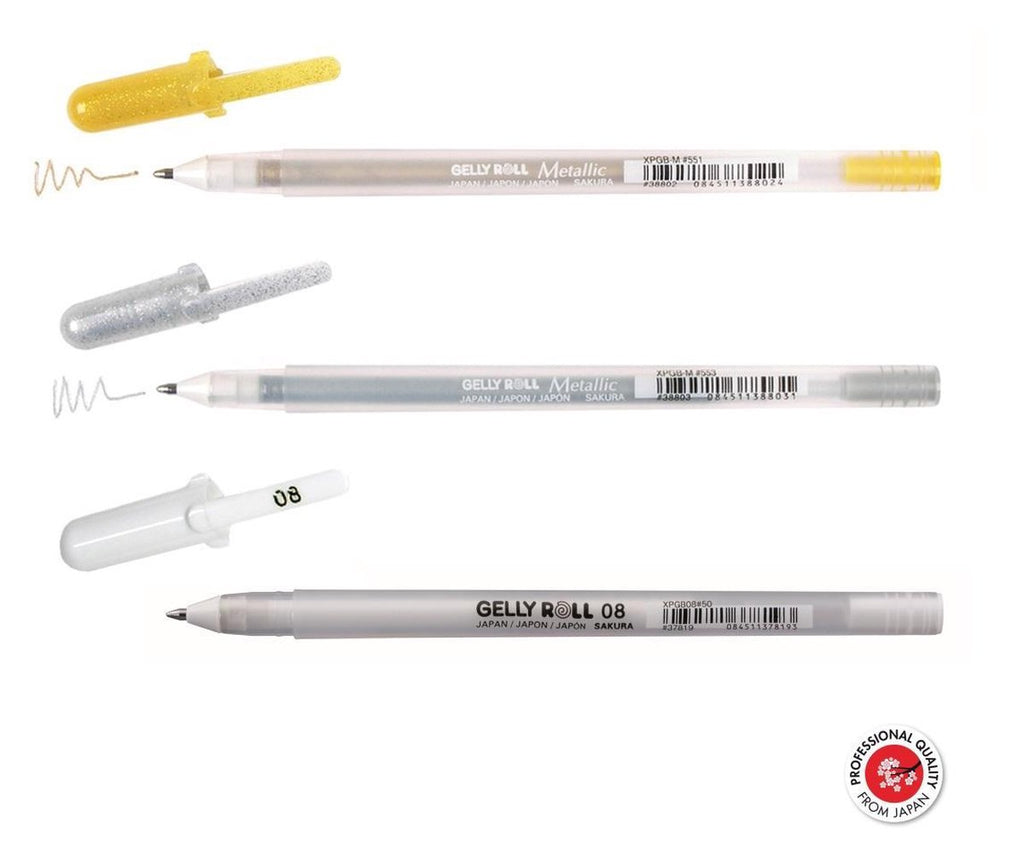 Sakura Gelly Roll Mixed Set 3 Goud Zilver Wit