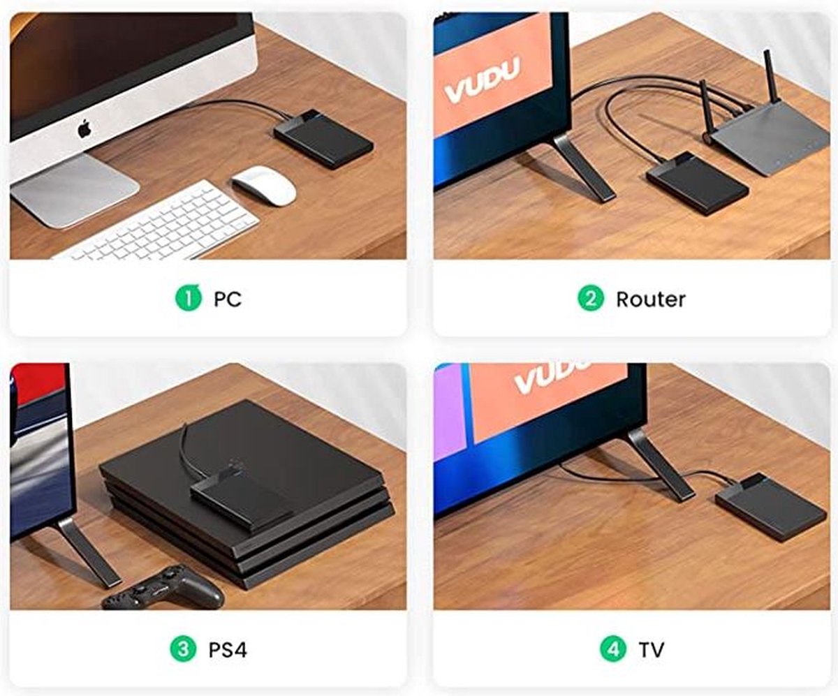 UGREEN - Externe Harde schijf behuizing voor 2'5" SATA HDD/SSD - USB3.0 - Zwart
