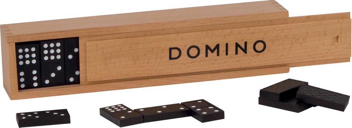 GOKI Spelletjes - Domino - 55 Blokjes - In Houten Kistje