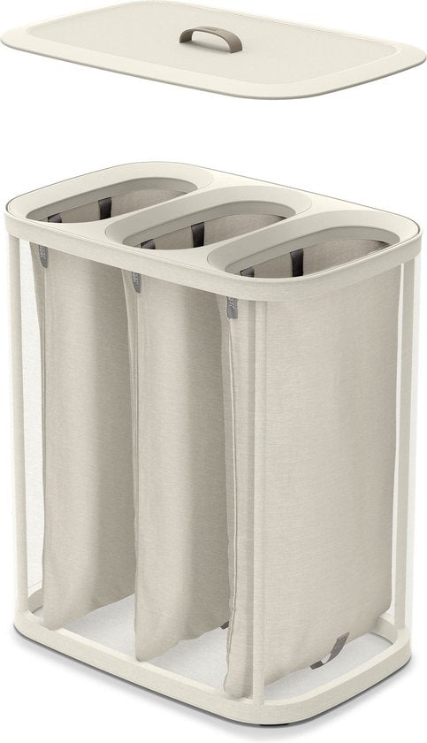 Joseph Joseph Tota Wasmand - 3 Compartimenten – Was Sorteren – 90 Liter - Ecru – Outlet, licht beschadigd