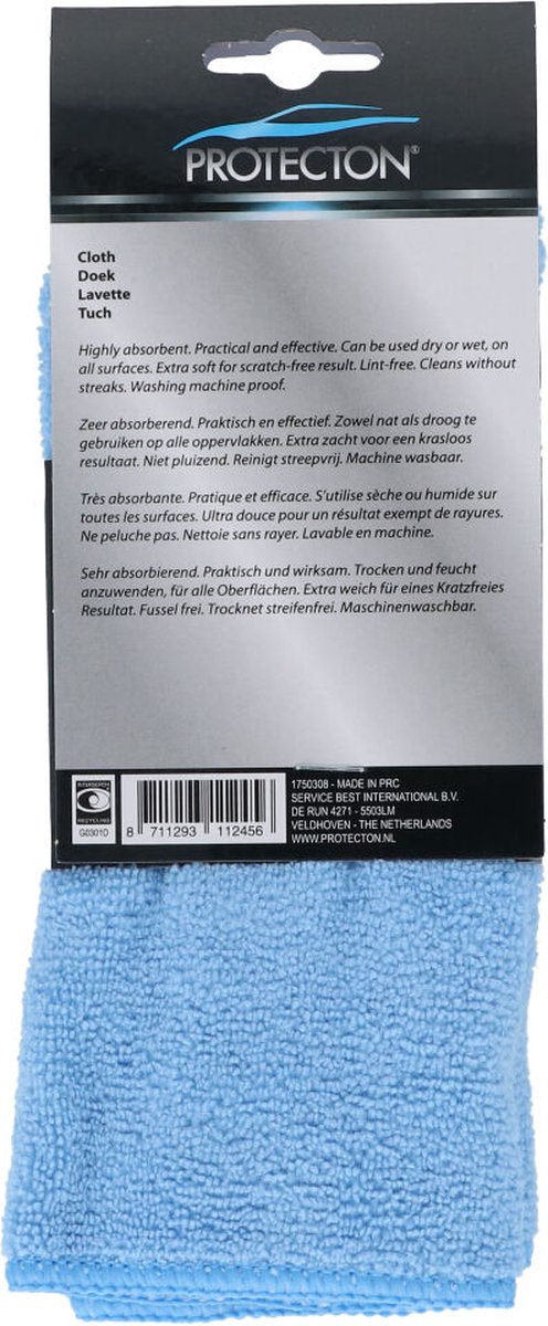Protecton Microvezeldoek – Voor het streeploos reinigen – Voor auto, camper of caravan - Extra zacht - Niet pluizend - Nat & droog te gebruiken – Wasbaar in wasmachine - 40x40cm