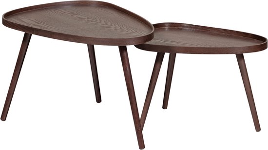 WOOOD Nissa Bijzettafels - Walnoot - Set van 2 - 39x71x52 – Retour, als nieuw