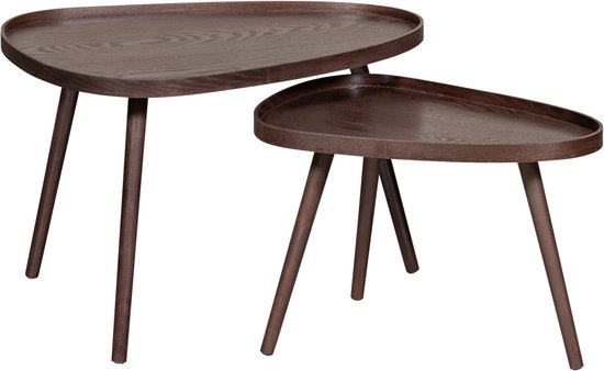 WOOOD Nissa Bijzettafels - Walnoot - Set van 2 - 39x71x52 – Retour, als nieuw