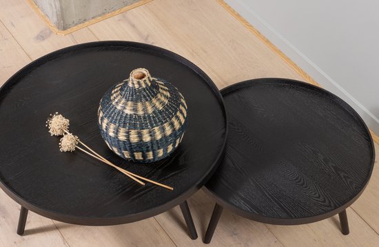 WOOOD Mesa Bijzettafel L - Hout - Zwart - 34xØ60 – Retour, als nieuw