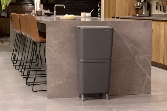 Brabantia SortUp Hi Prullenbak 20 + 25 liter - Afvalscheiding - Dark Grey