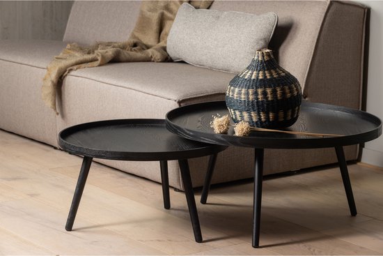 WOOOD Mesa Bijzettafel L - Hout - Zwart - 34xØ60 – Retour, als nieuw