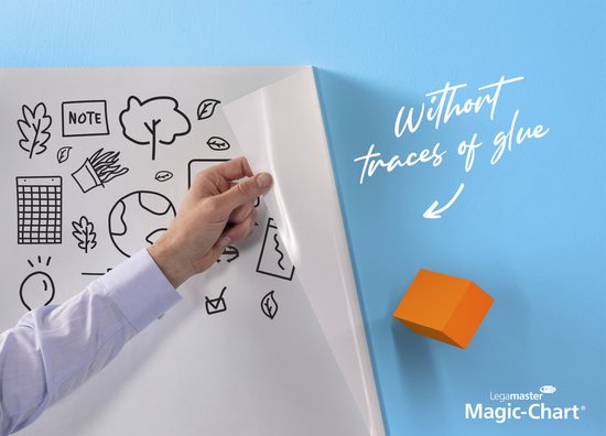 Legamaster Magic-Chart whiteboardfolie – 60 x 80 cm – wit – 25 geperforeerde vellen, incl. 1 uitwisbare bordstift