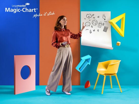 Legamaster Magic-Chart whiteboardfolie – 60 x 80 cm – wit – 25 geperforeerde vellen, incl. 1 uitwisbare bordstift