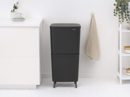 Brabantia SortUp Hi Prullenbak 20 + 25 liter - Afvalscheiding - Dark Grey