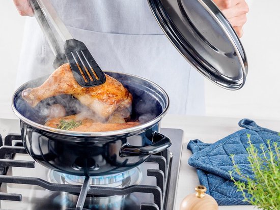 BK Fortalit Emaille braadpan 20cm/1.4L – Inductie braadpan – geëmailleerd staal – Ovenbestendig tot 230 graden – Geen an