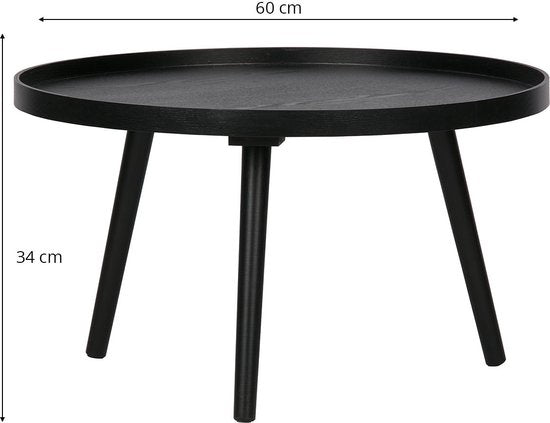 WOOOD Mesa Bijzettafel L - Hout - Zwart - 34xØ60 – Retour, als nieuw