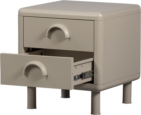 WOOOD Rune Ladekast met 2 lades - Metaal - Honinggeel - 45x42x42 – Retour, als nieuw