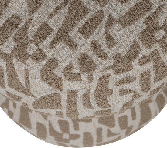 WOOOD Anic Poef - Polyester - Grafisch Patroon - Zand - 40x43x43 – Retour, als nieuw