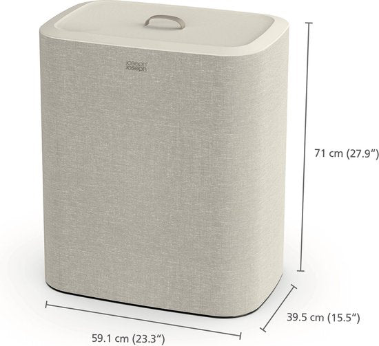 Joseph Joseph Tota Wasmand - 3 Compartimenten – Was Sorteren – 90 Liter - Ecru – Outlet, licht beschadigd