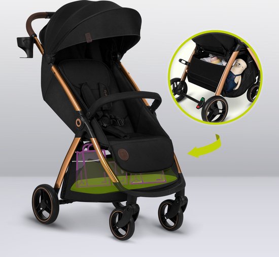 Lionelo Ingrid Buggy - Kinderwagen tot 22 kg - Auto-Folding Systeem - 360° EVA Wielen - XXL Luifel met UPF50+ - Verstelb
