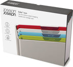 Joseph Joseph Folio™ Snijplankenset 4-delig – Medium – Multikleur – Kleurgecodeerd – Met Opbergstand – RVS Handgrepen