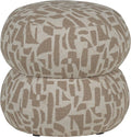 WOOOD Anic Poef - Polyester - Grafisch Patroon - Zand - 40x43x43 – Retour, als nieuw
